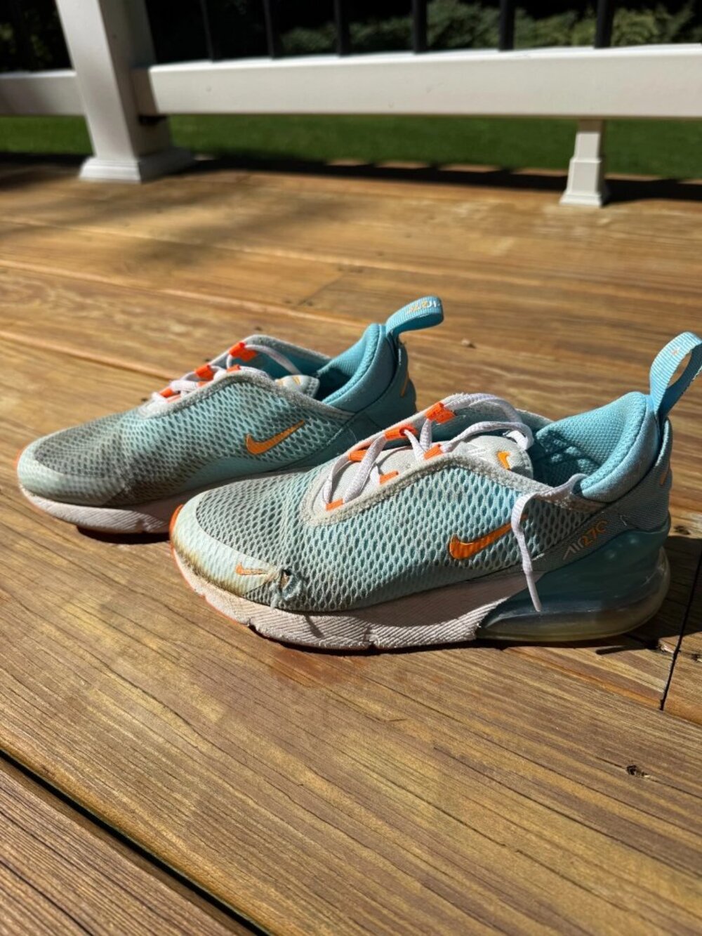 Nike Air Max 270 Boys Sky Blue and Orange 3Y